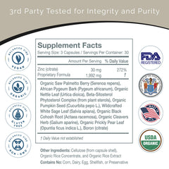 USA-made organic production facility badge for Balanced Vibe Prostate Supplement