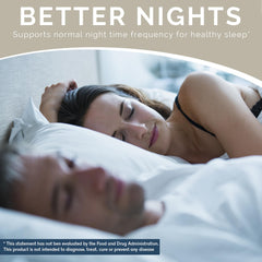 Graphic illustrating improved urinary flow and nighttime relief from Balanced Vibe Prostate