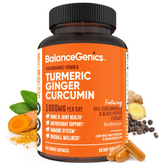 BalanceGenics Turmeric Curcumin 1000mg bottle with Black Pepper & Ginger