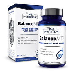 Front view of 1MD BalanceMD Vaginal Probiotics bottle, 60 capsules