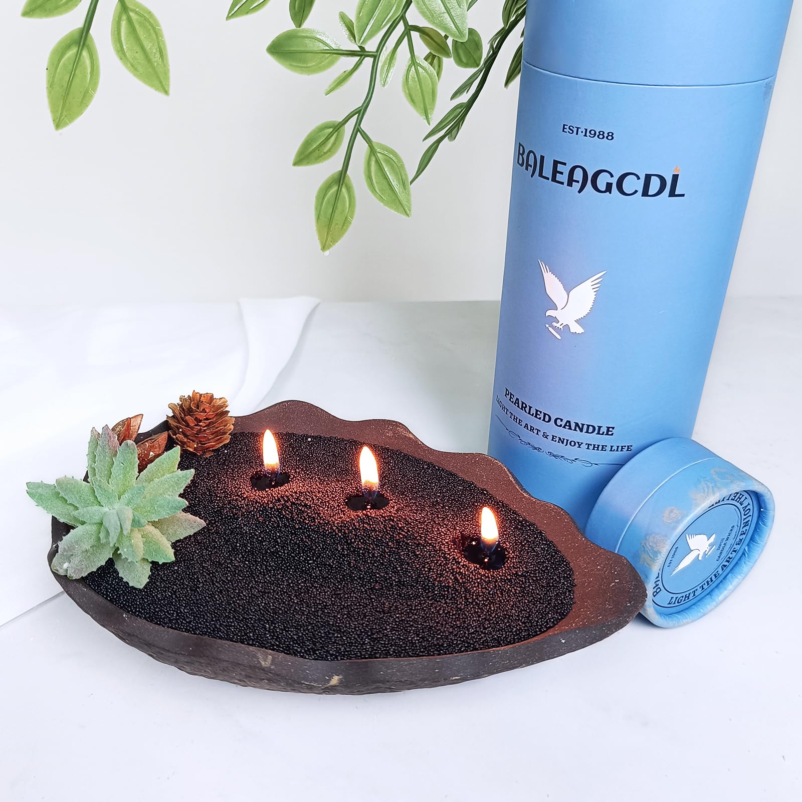 BALEAGCDL Monsoon Wood Pearled Candle shows 30-wicks layout for easy DIY customization.