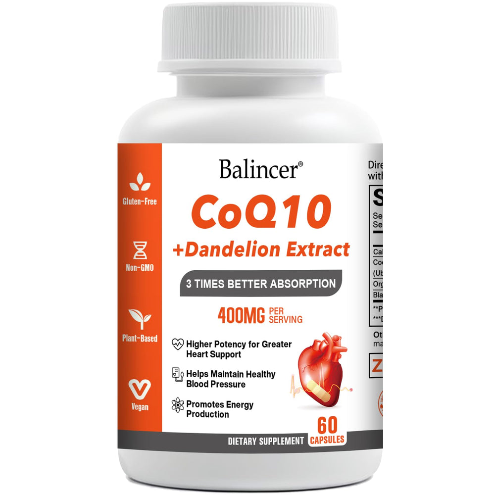 Balincer CoQ10 bottle label showing 400mg and 60 veggie capsules