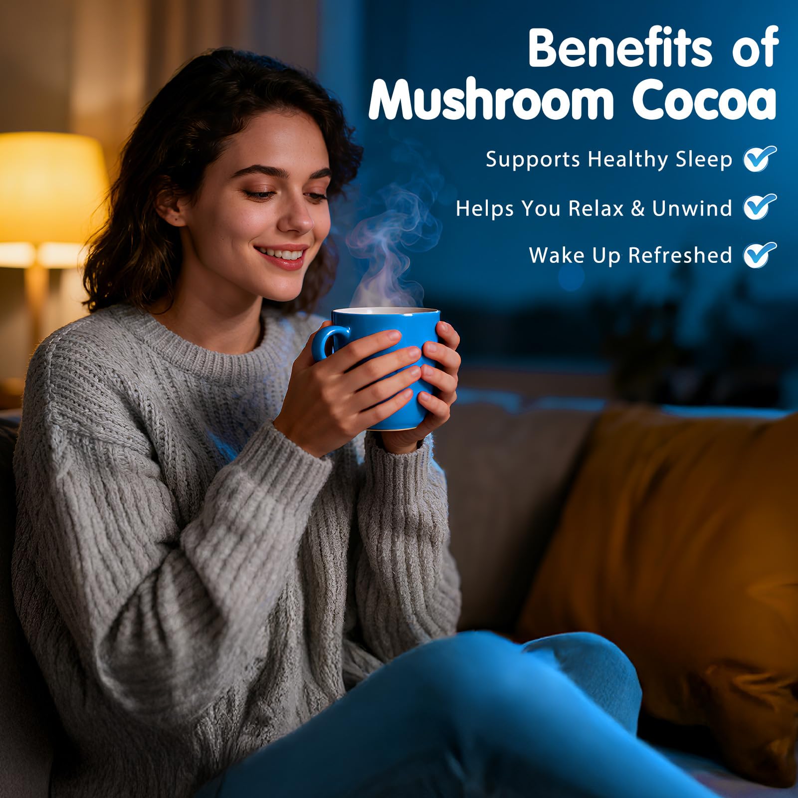 Scooping Balincer Mushroom Hot Cocoa powder