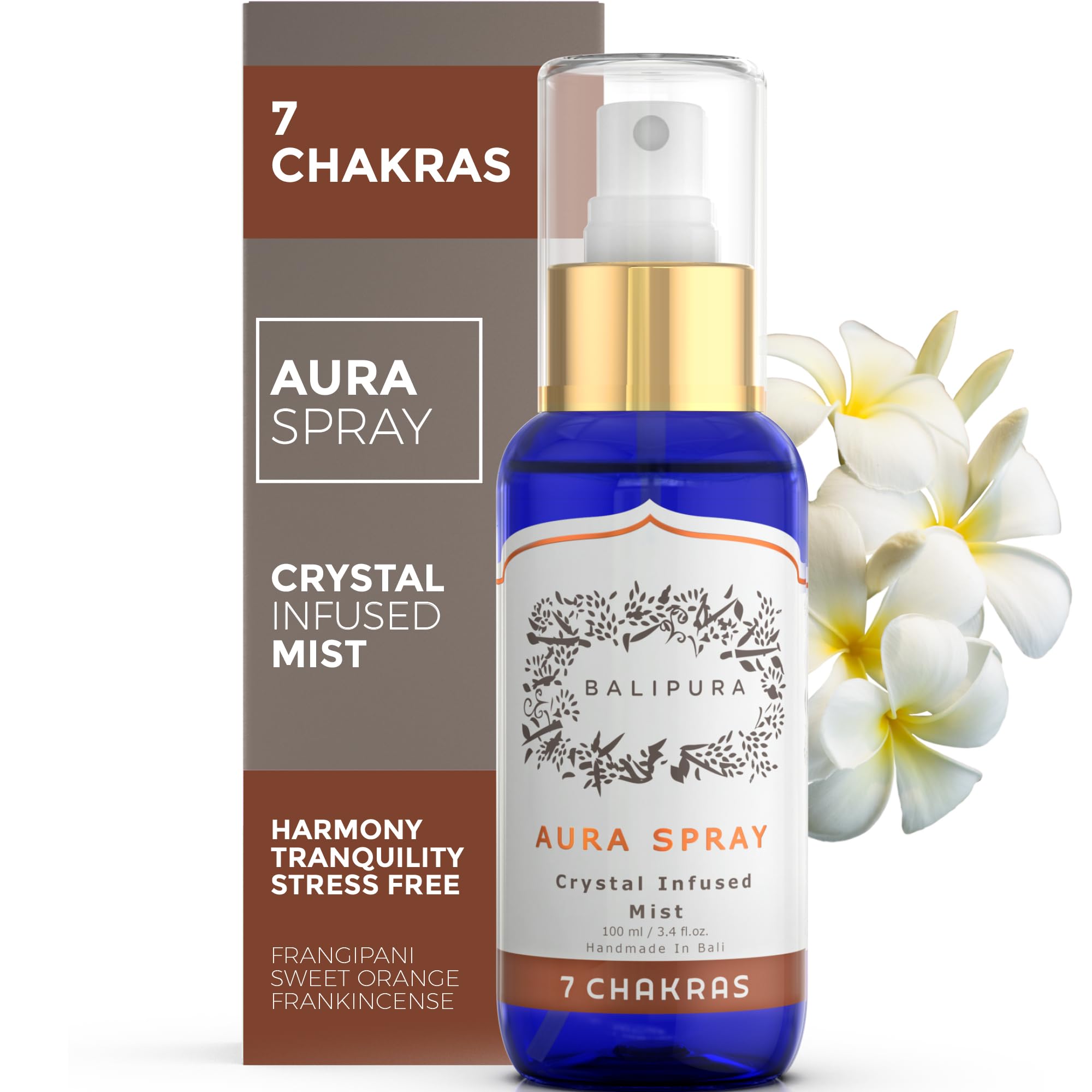 BALIPURA 7 Chakra Aura Crystal Mist Spray bottle with crystals