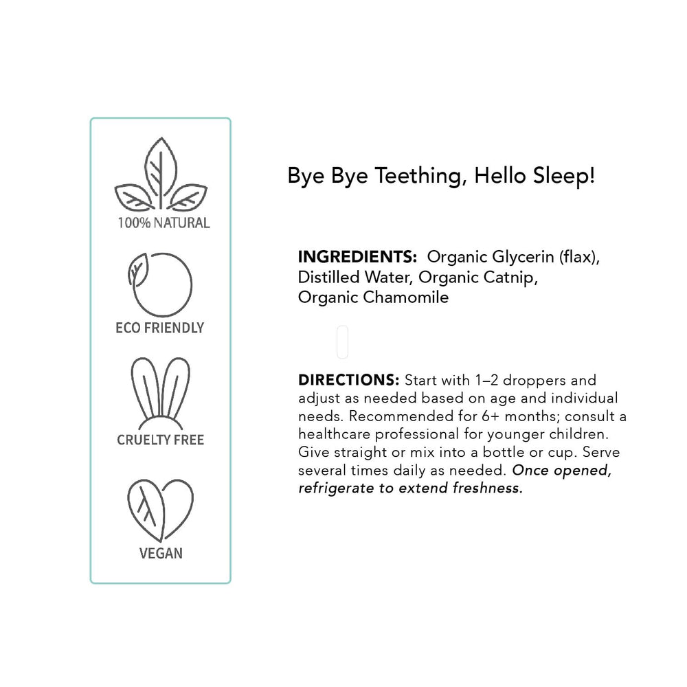 Ingredients: organic chamomile and catnip in Balm Baby Teething Tincture