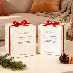 Candle packaging showing elegant gift boxes for Christmas gifting.