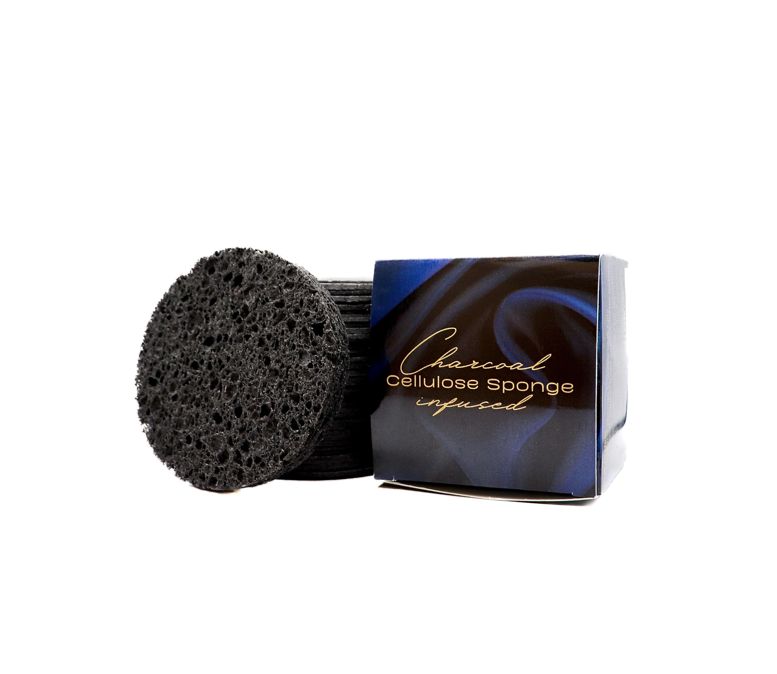 Bamboo Charcoal Cleansing Sponge pack front view highlights compact design for daily exfoliation.