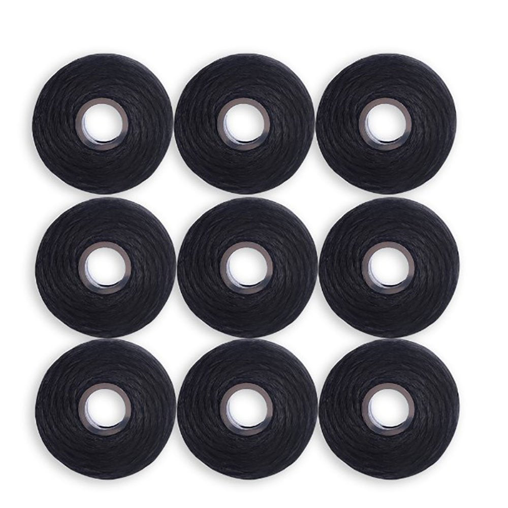 Black bamboo charcoal dental floss fibers close-up