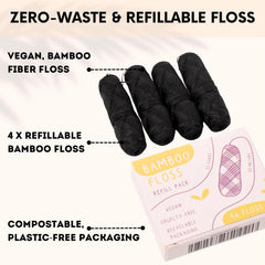 Black charcoal bamboo floss 33 yards per roll for daily use