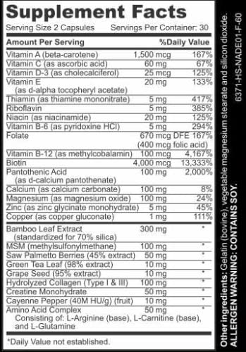 Bamboo silica supporting hair, skin and nails