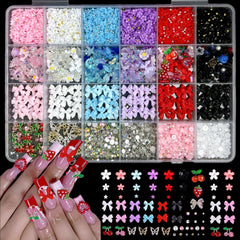 BANA ART 3D nail charms kit with bows and flowers for dazzling nail art ideas.
