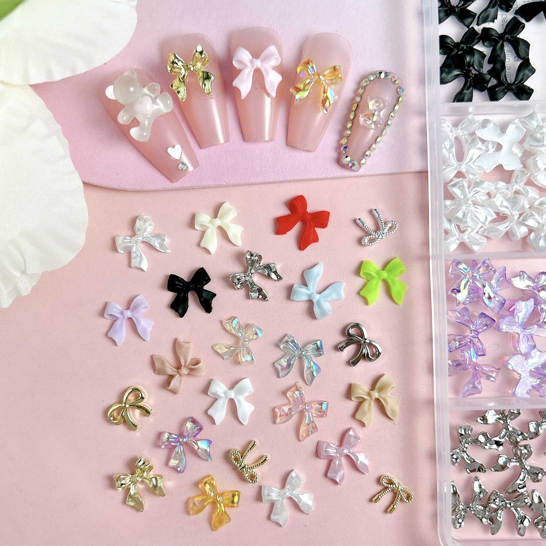 BANA ART Bow nails materials—eco-friendly resin and metal for durable decorations.