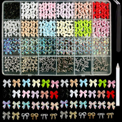 BANA ART Kawaii Color Bow Nail Charms box aids quick selection for creative designs.