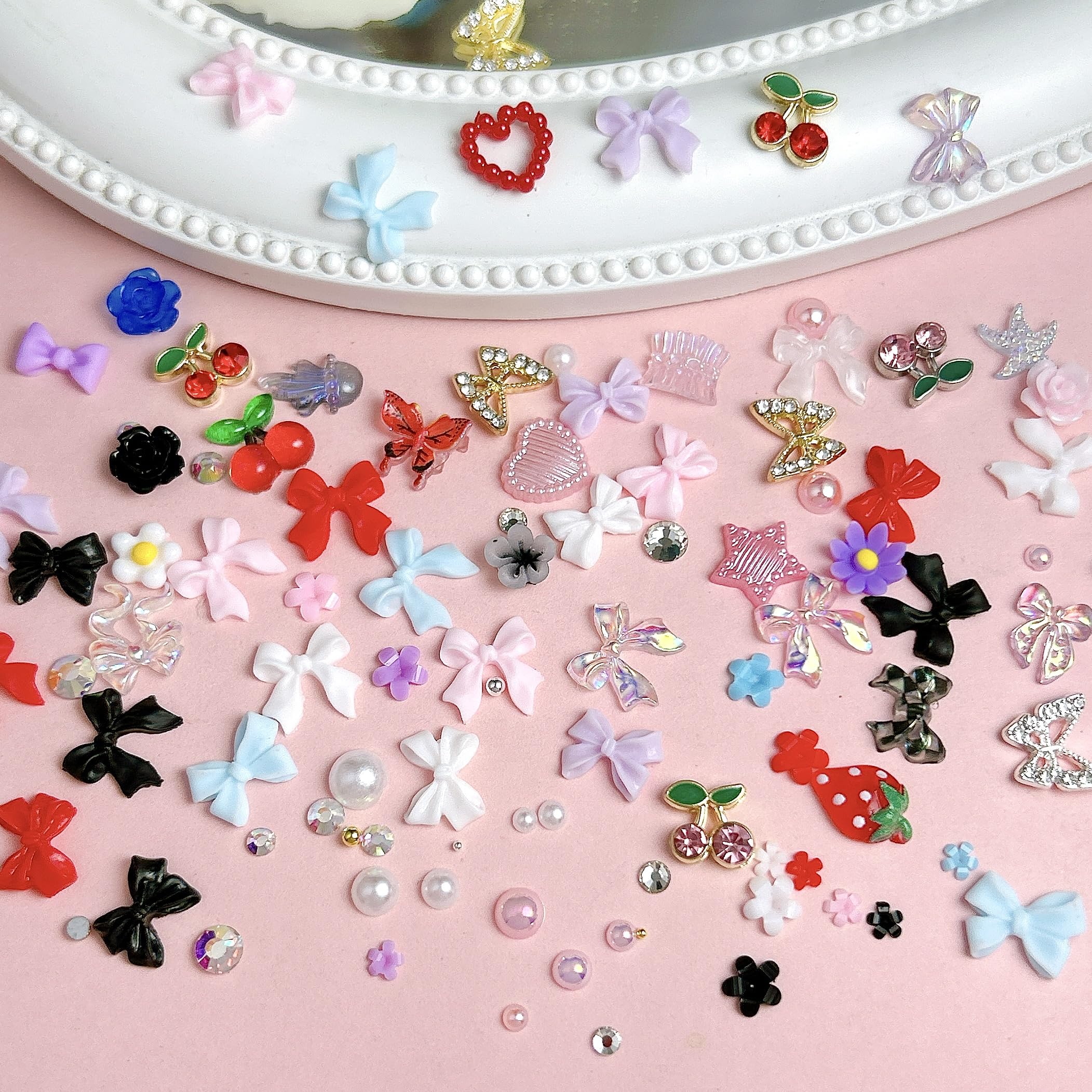 BANA ART metal cherry and butterfly charms sparkle with crystal details.