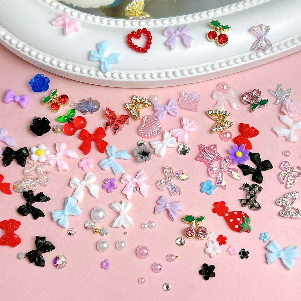 BANA ART metal cherry and butterfly charms sparkle with crystal details.