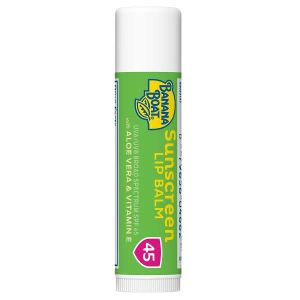 Banana Boat Aloe Vera lip balm SPF 45 back packaging details
