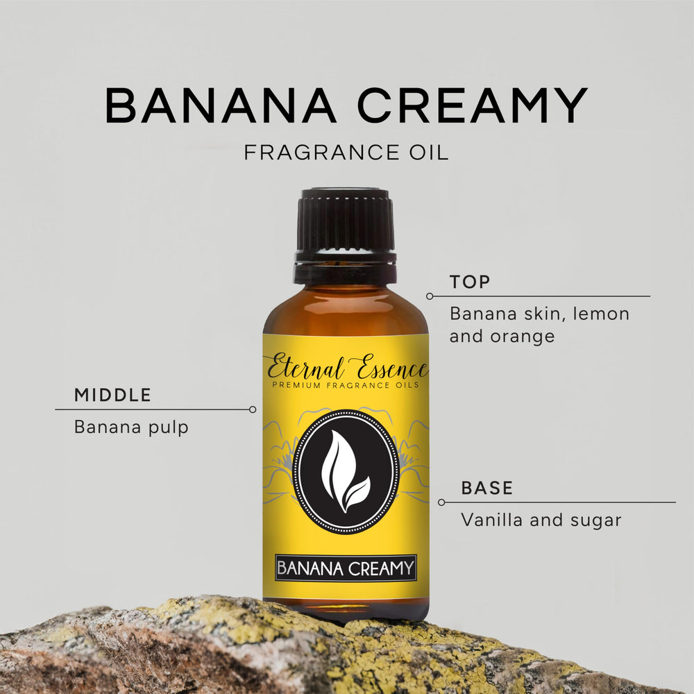 Close-up of Banana Creamy fragrance oil in amber bottle (30ml)