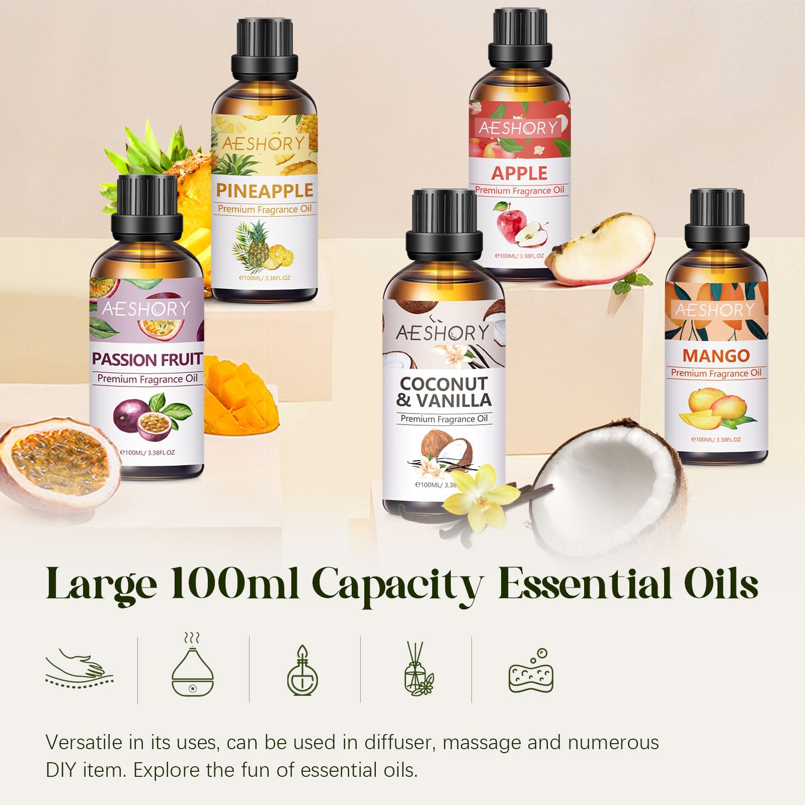 Amber bottle labeled Banana Fragrance Oil, 100 ml