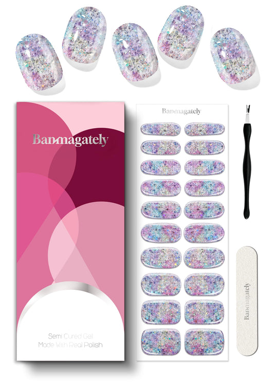 Banmagately Aurora Dust Purple nail wrap offers glossy, long-lasting color.