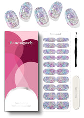 Banmagately Aurora Dust Purple nail wrap offers glossy, long-lasting color.