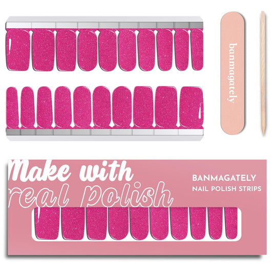 Banmagately glitter violet nail strip packaging ready for quick application