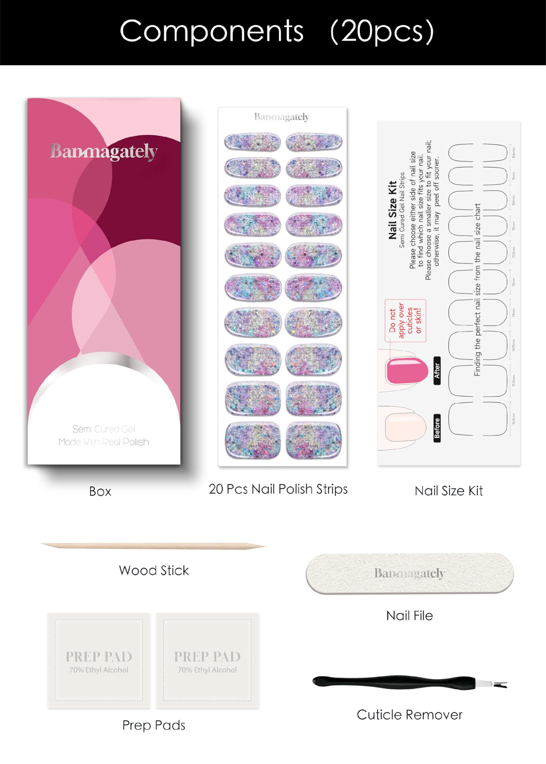 Banmagately semi-cured gel nail stickers apply quickly for salon-quality results.