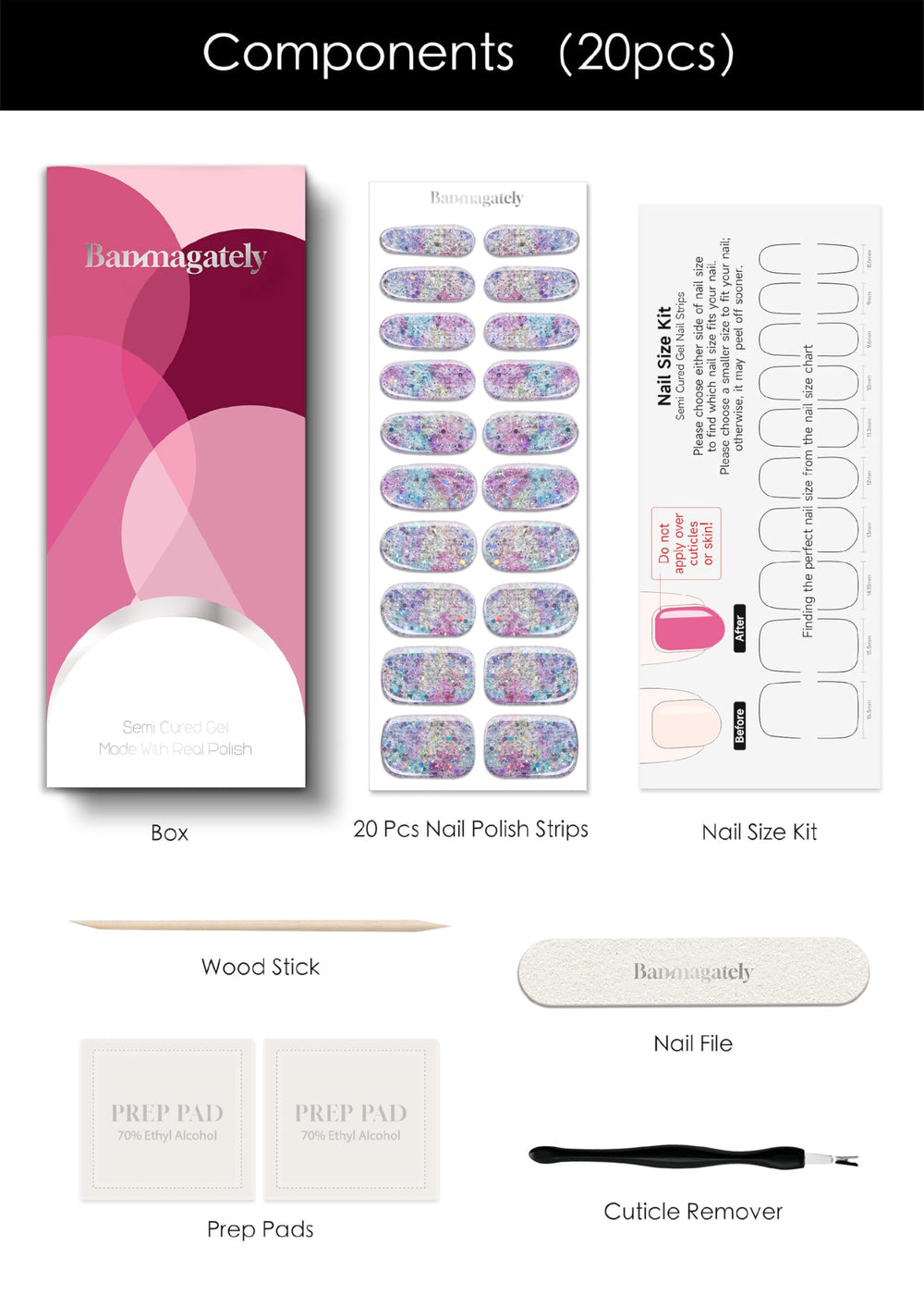 Banmagately semi-cured gel nail stickers apply quickly for salon-quality results.