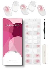 Banmagately semi cured gel nail strips closeup showing long wear and high gloss