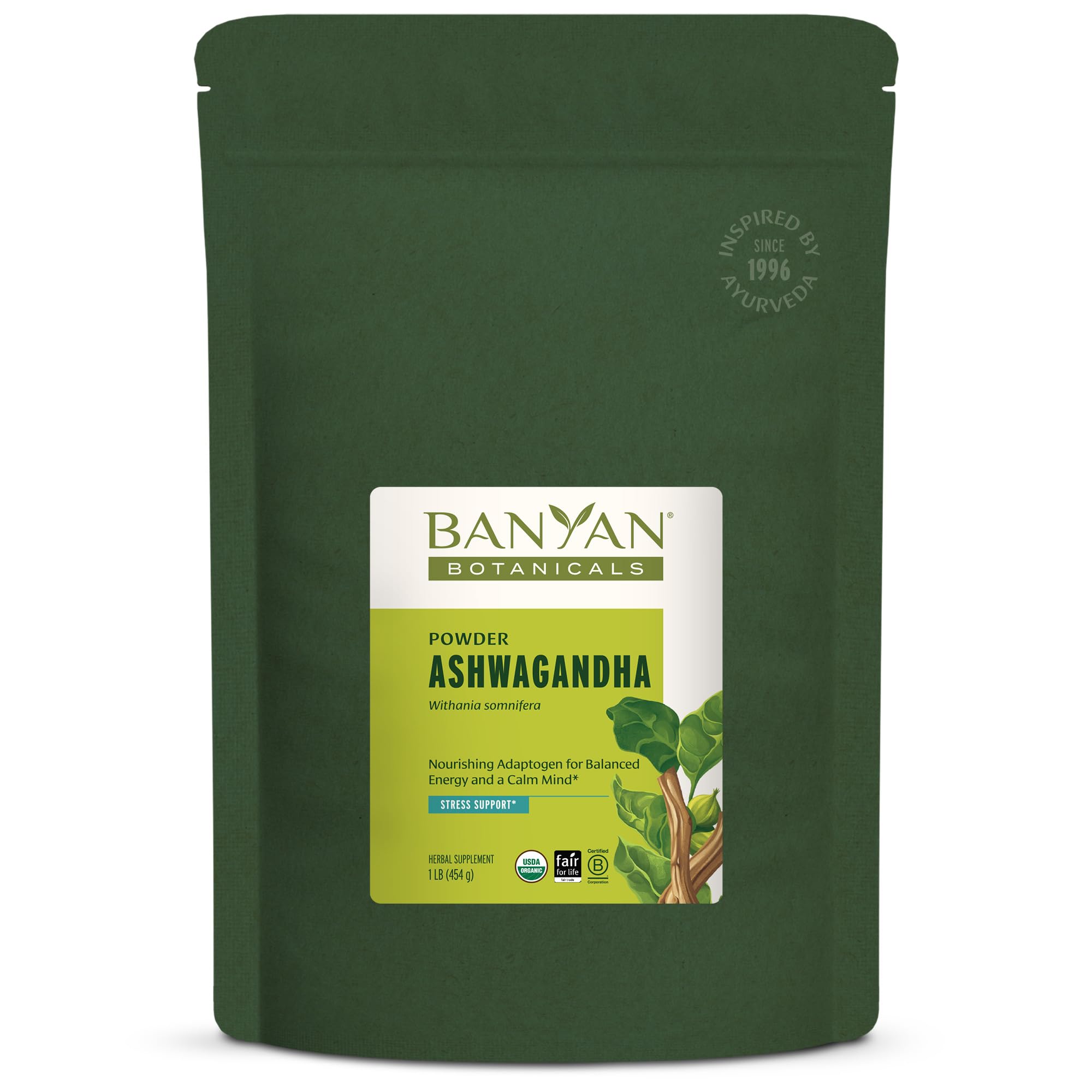 Banyan Botanicals Ashwagandha Powder 1lb front view