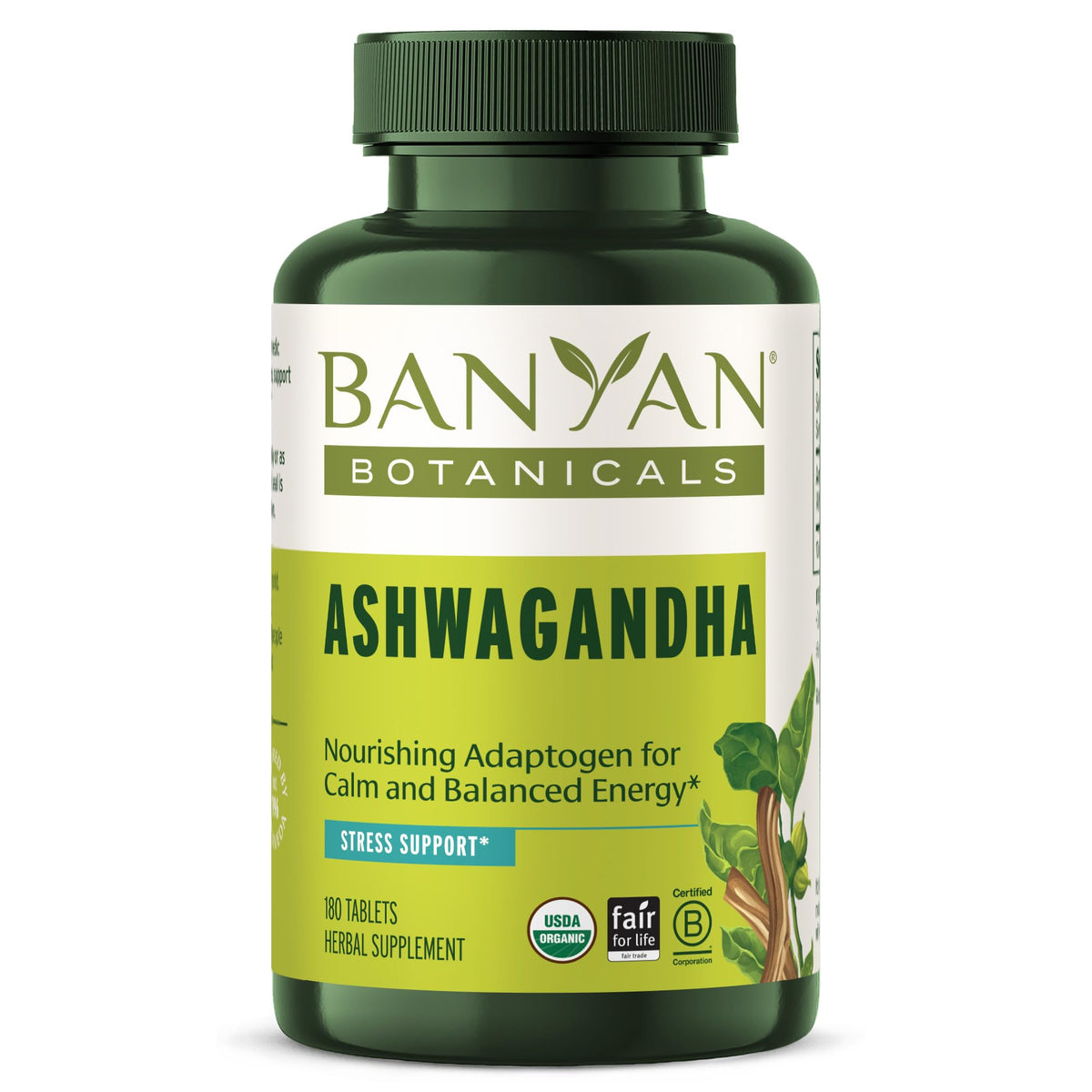 Banyan Botanicals Ashwagandha Tablets bottle – 180 count (hero image)
