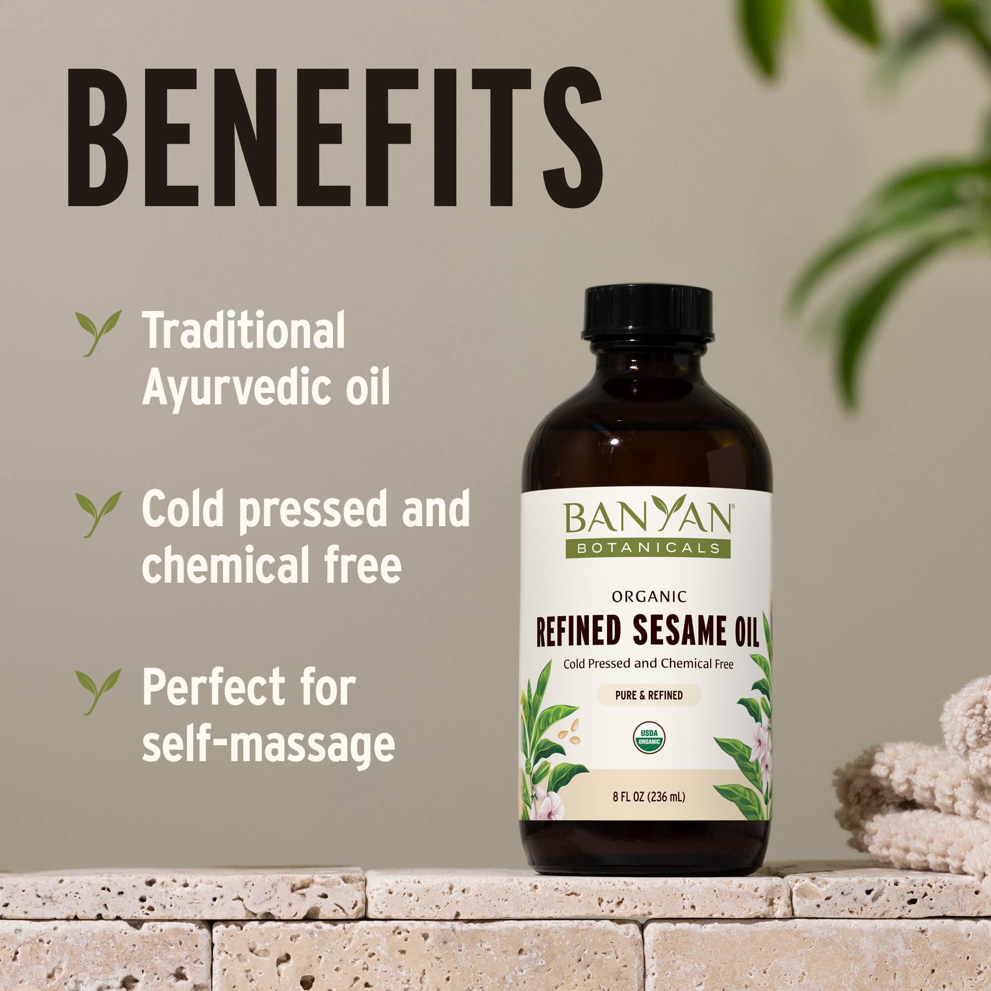 Sesame oil used for massage and skin care