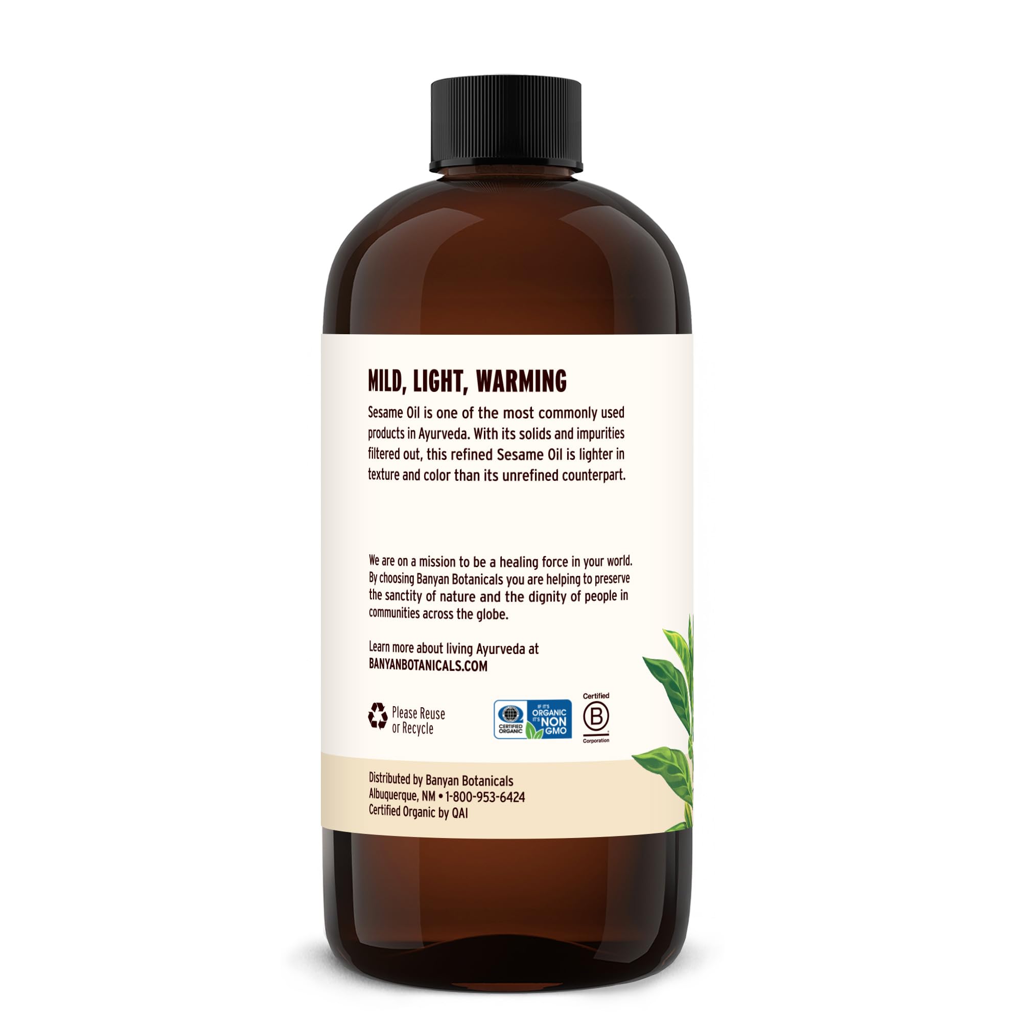 Banyan Botanicals sesame oil 16 oz packaging