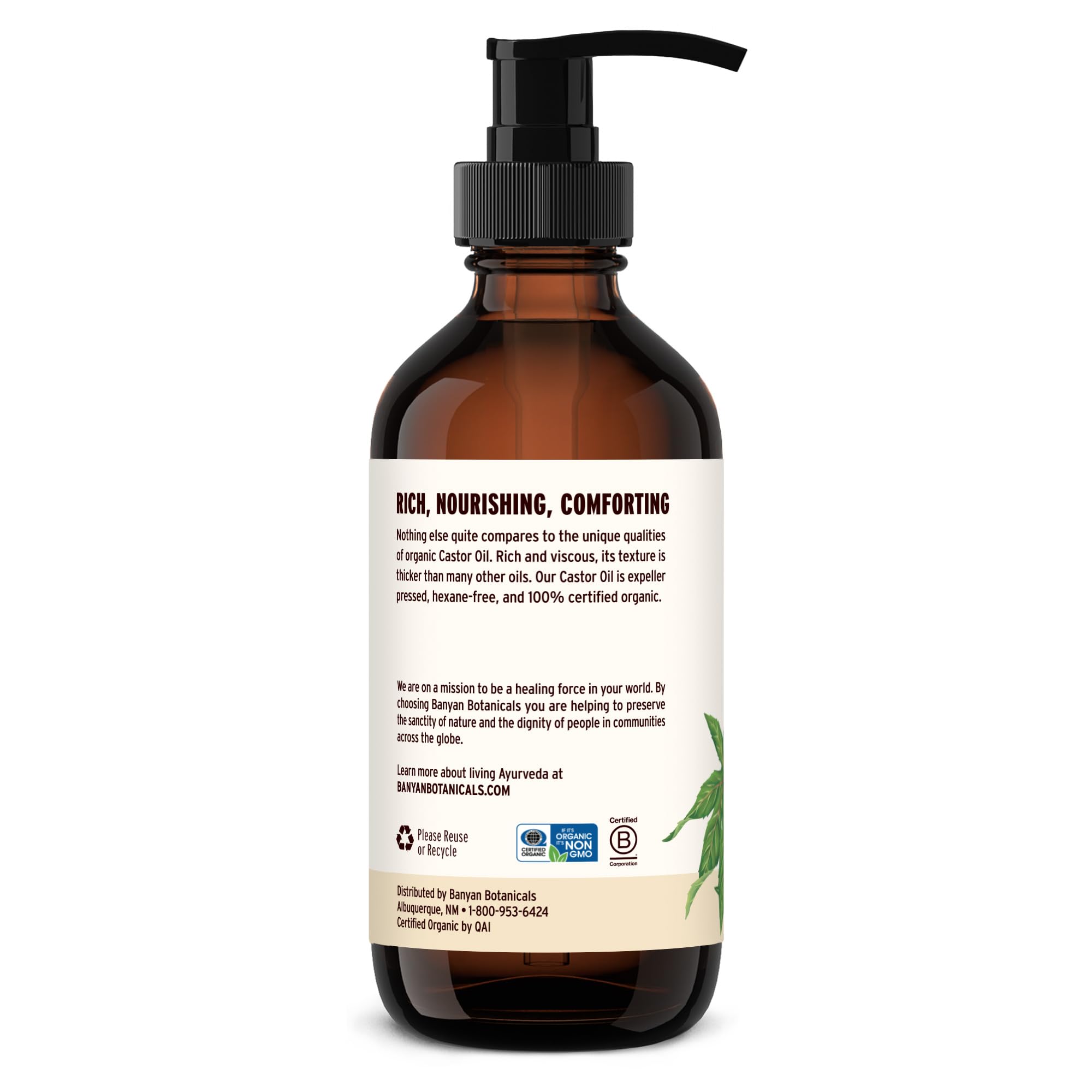 Ingredients and organic certification logos on the castor oil label