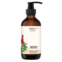 Lifestyle shot showing castor oil use for skincare and hair care