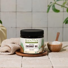 Applying coconut oil for skin care
