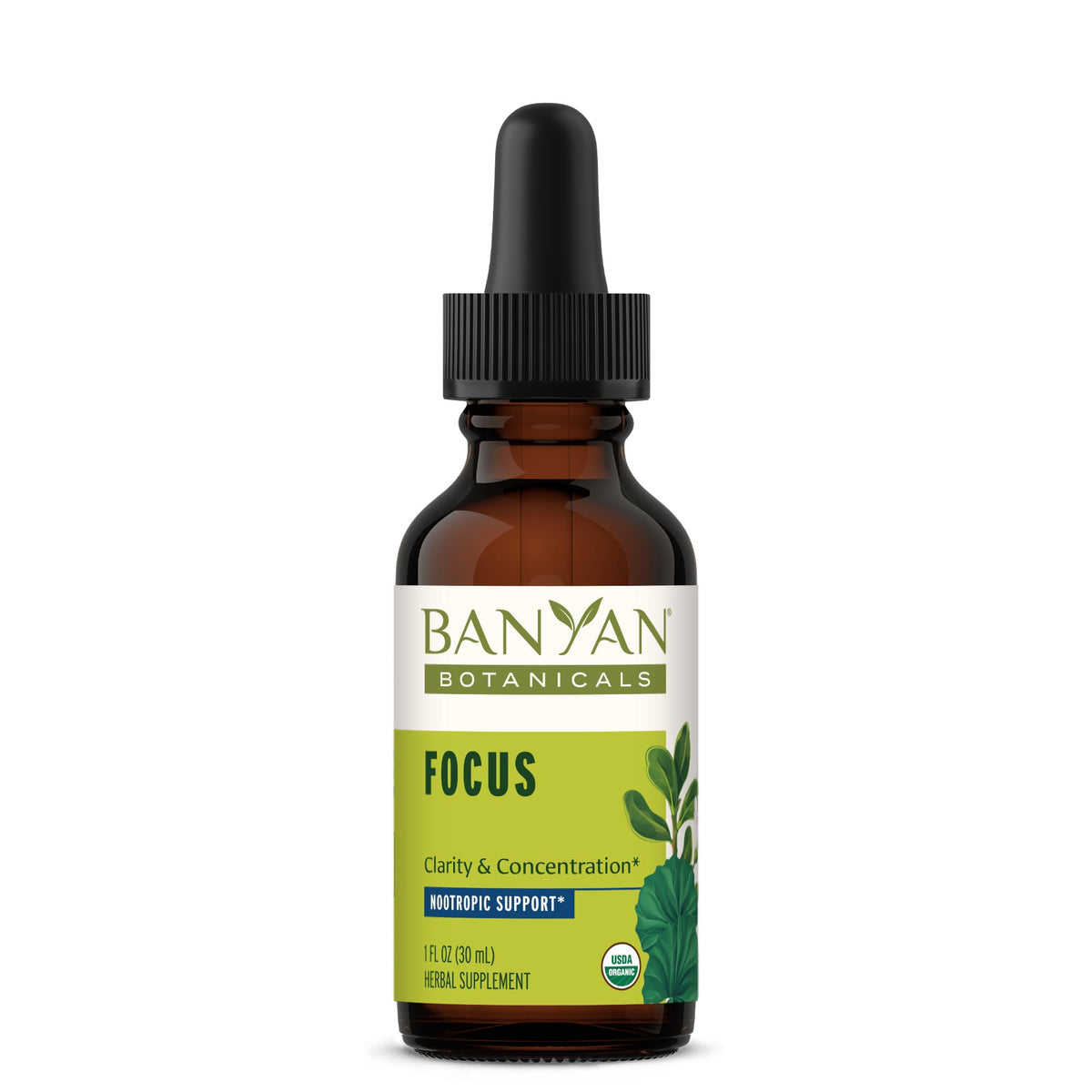 Bottle of Banyan Botanicals Focus Liquid Extract 1 oz