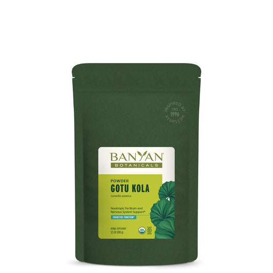 Jar of Banyan Botanicals Gotu Kola Powder organic Brahmi (Centella Asiatica)