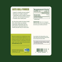 Packaging label for Banyan Botanicals Gotu Kola Powder