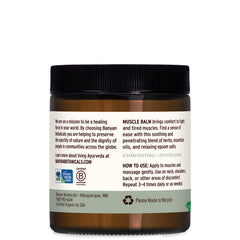 Back view of Banyan Botanicals Muscle Balm 4oz label