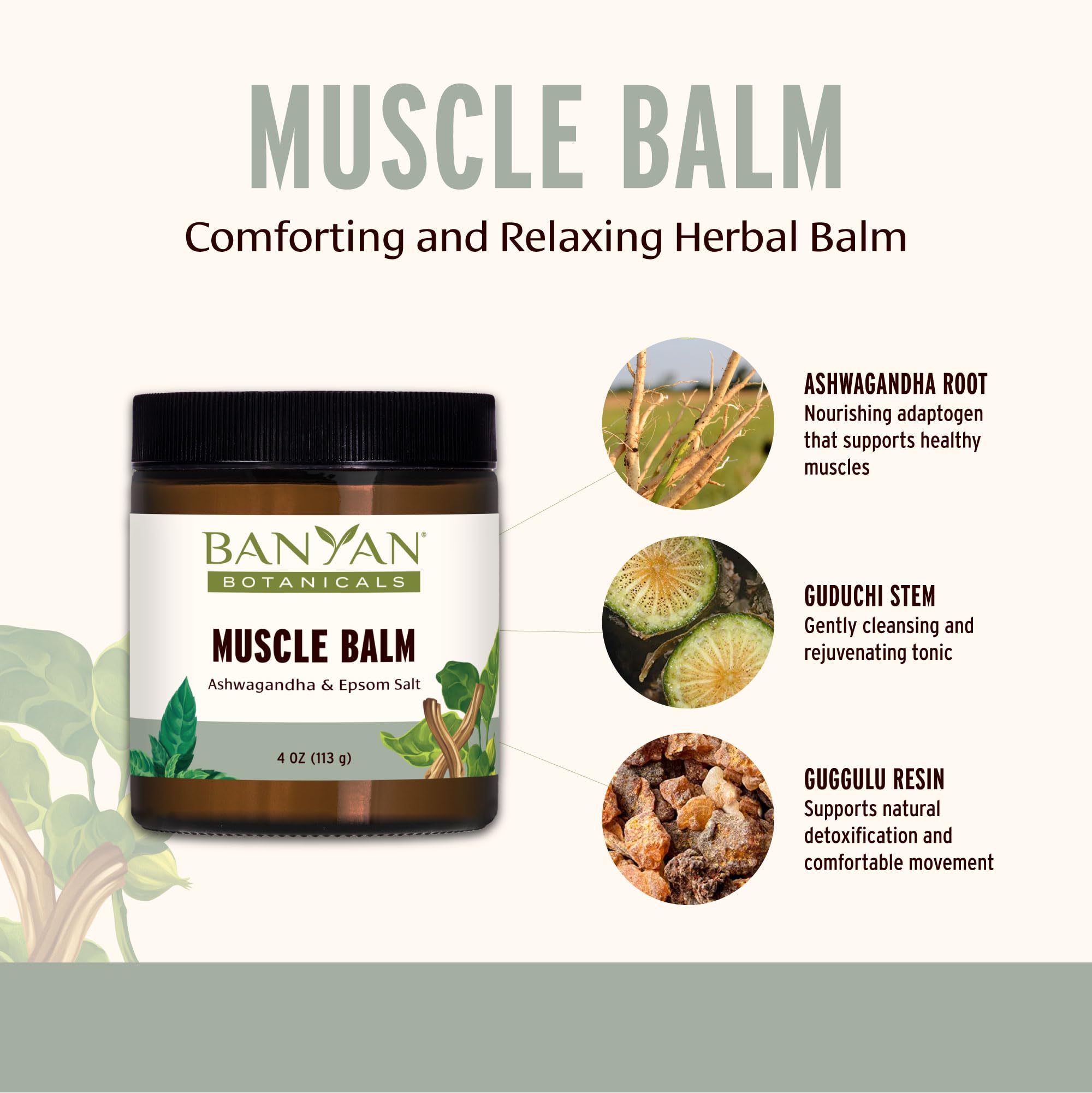 Hands applying Banyan Muscle Balm to tired muscles