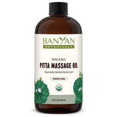 Banyan Botanicals Pitta Massage Oil bottle (24 oz) with label
