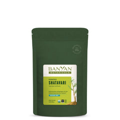 Close-up of Banyan Botanicals Shatavari powder in a scoop