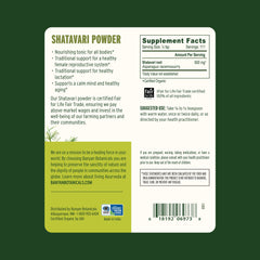 Non-GMO, sustainably sourced Shatavari root powder in glass jar