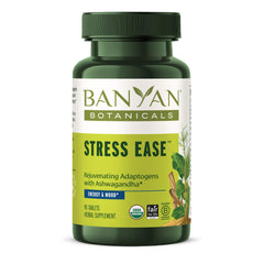 Front view of Banyan Stress Ease bottle with label clearly visible