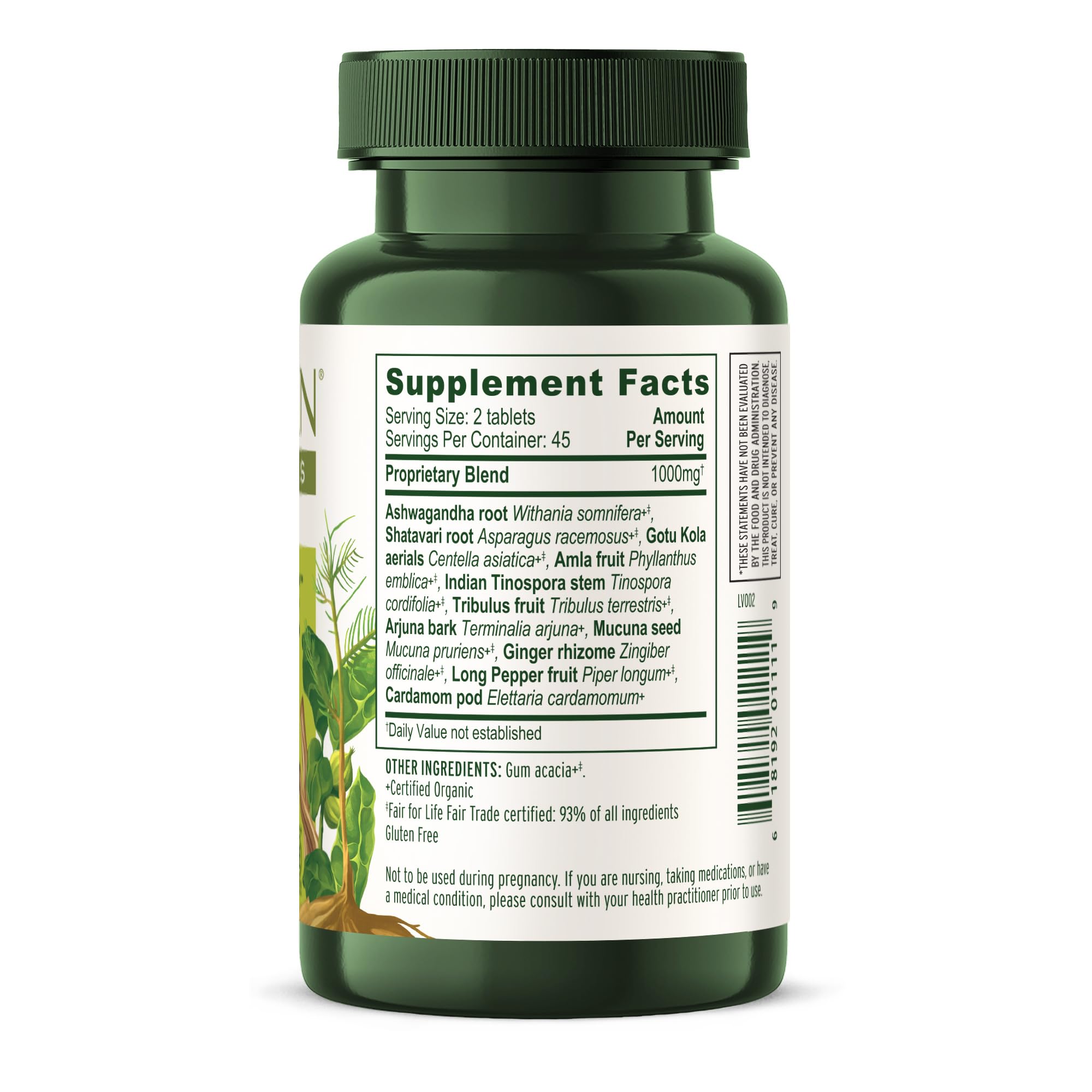 Serving size and dosage shot for Stress Ease – 90 tablets