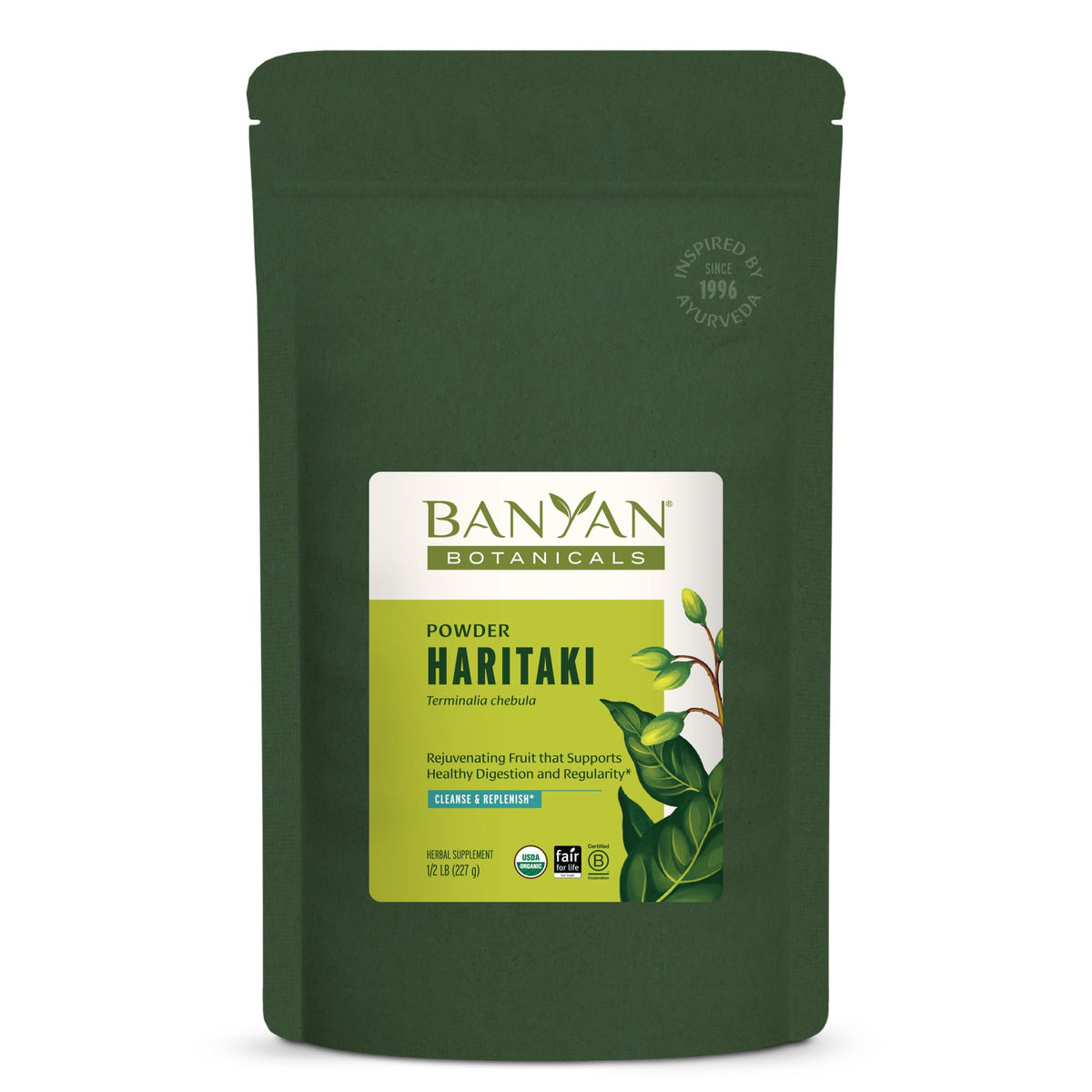 Banyan Botanicals Haritaki Powder jar with Organic Haritaki (Terminalia chebula) ½ lb