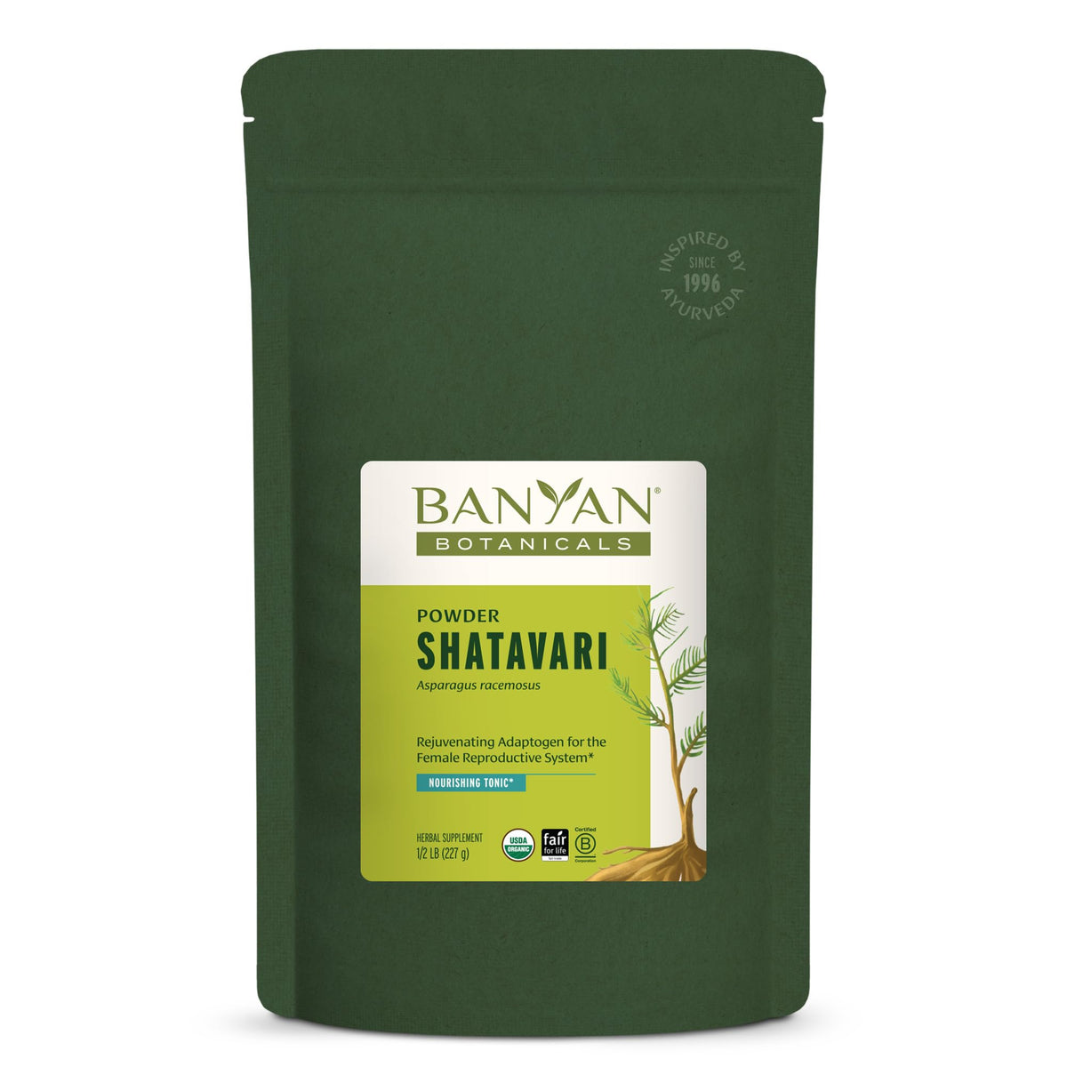 Front view of Banyan Botanicals Shatavari Powder jar