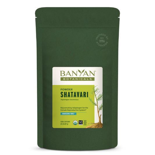 Front view of Banyan Botanicals Shatavari Powder jar