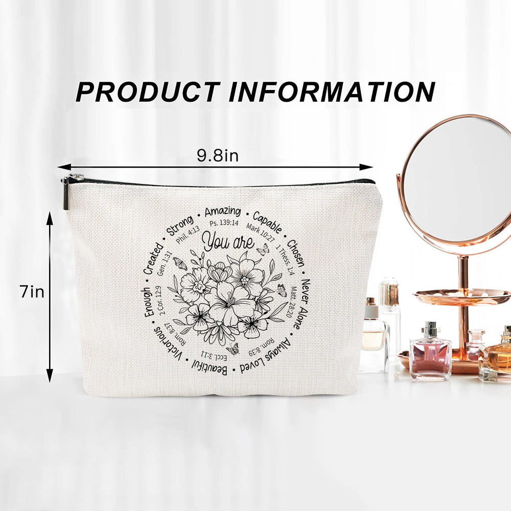 Baobeily cosmetic bag laid flat highlighting durable fabric and construction for durability.