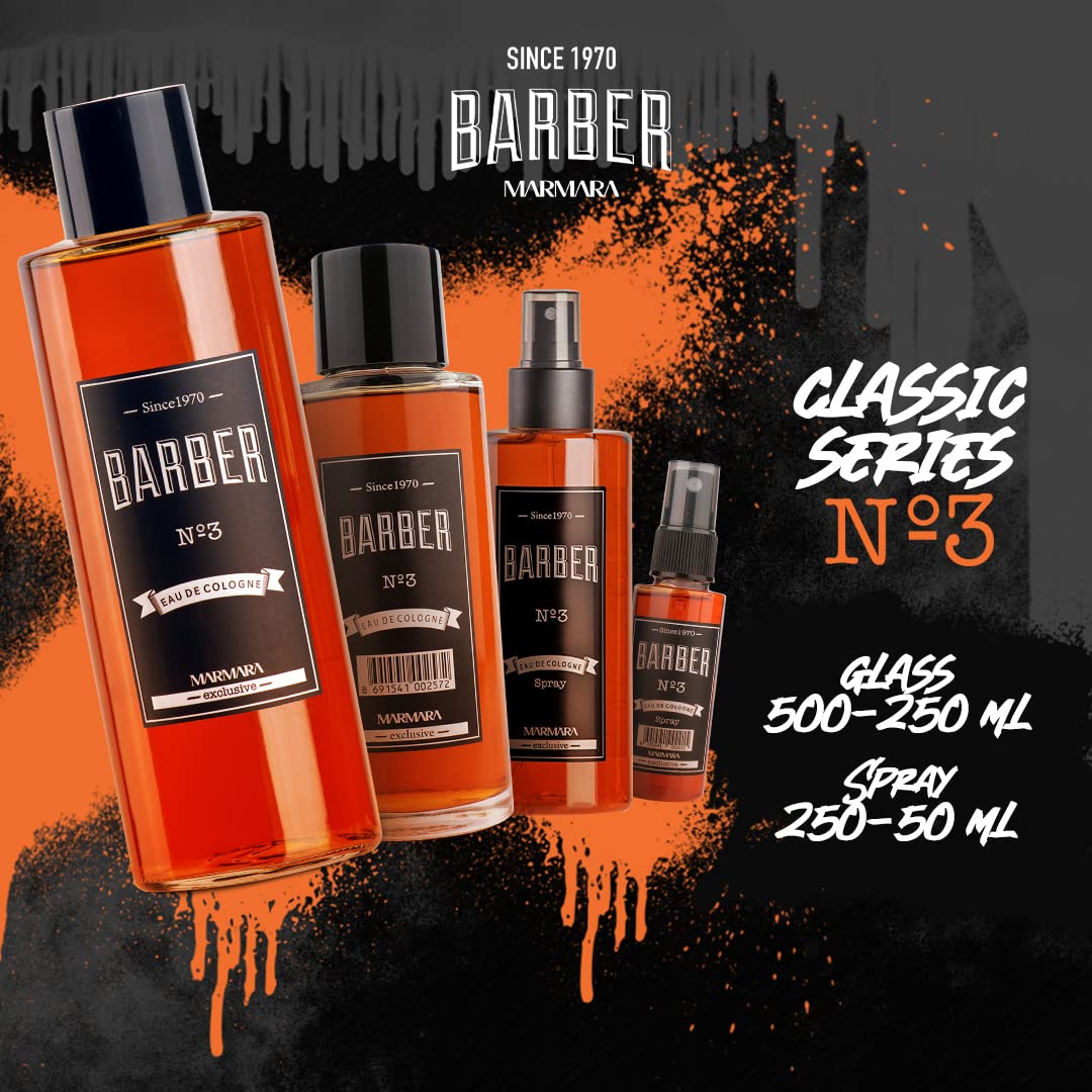 Barber Marmara Leave-in Conditioner bottle on wooden surface signaling heat protection and shine.